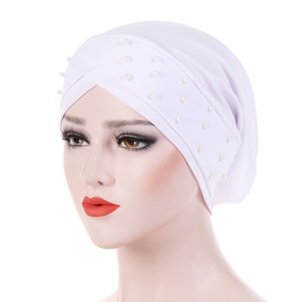 Kvinnors mode kors huvudduk cap och enkel gammal huvudduk white 56-58cm