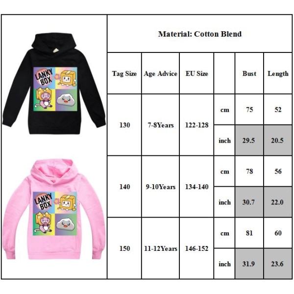 Kids LANKYBOX Tryckt Varm Hoodie Hoody Jumper Sweatshirt Pink