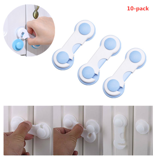 10 kpl vauvan turvalukkoja, vahva liima, laatikon suojalukko Blue 10pcs
