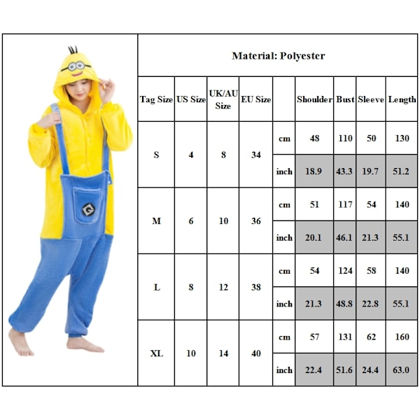 Vuxen Unisex Sovkläder Minions Cosplay Kostym Pyjamas Onesie L