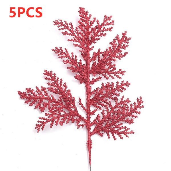 5 st Konstgjorda Blommor Tallbarr Gren Julkrans Dekor Red 5PCS
