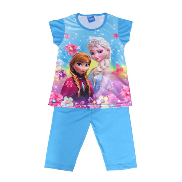 Girls Princess Pyjamas Set T-shirt Byxor Nattkläder Blue 5 Years
