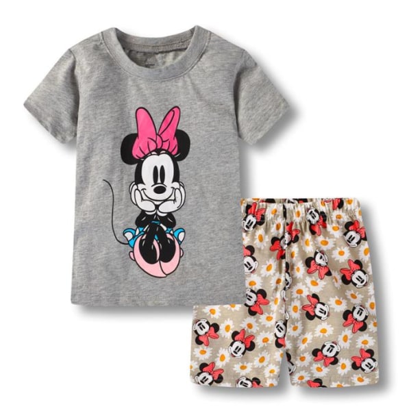 Barn Mickey Minnie Mus Tryck Pyjamas T-shirt + Shorts Outfits Set Pyjamas Nattkläder #3 6 Years