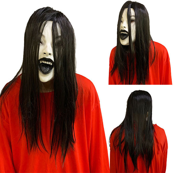 Halloween Skræmmende Langhåret Kvindelig Spøgelsesmaske Cosplay Festmaske
