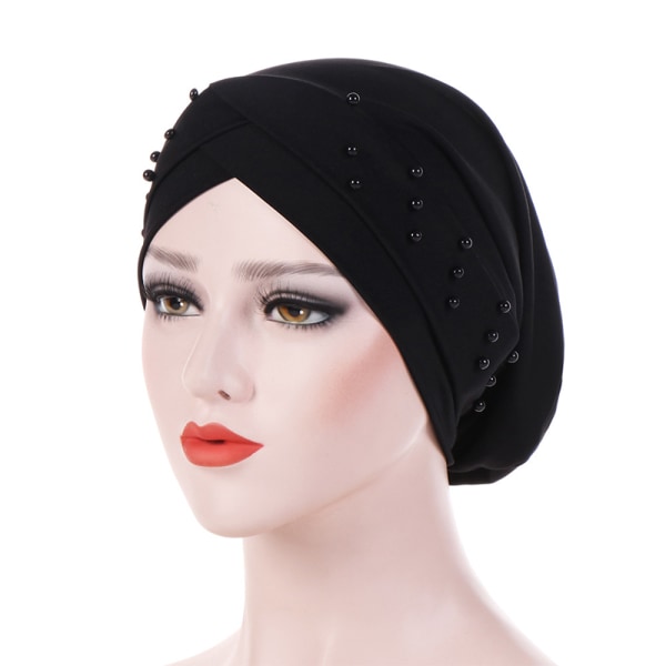 Kvinnors mode kors huvudduk cap och enkel gammal huvudduk black 56-58cm