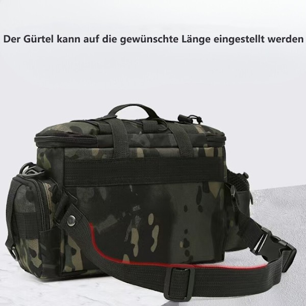 [3 päivän lähetys] Kalastuslaukut, yleiskäyttöinen laukku, vedenpitävä ja kulutusta kestävä, pehmustetulla olkahihnalla ja kantokahvoilla, Camouflage