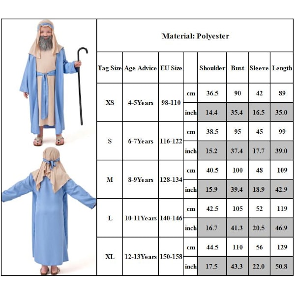 Arabisk Brun Bedstefar Mellem Ældre Tøj Børns Halloween Kostume Outfit til Ferie XS