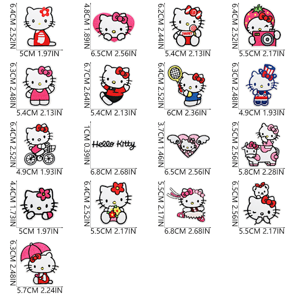 17 st/set Katie Patch Strykapplikation Strykbilde 17PCS