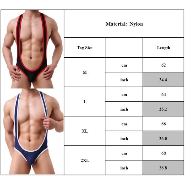 Jumpsuit för män Sexig underkläder Jockstrap Singlet Bodysuit white 2XL
