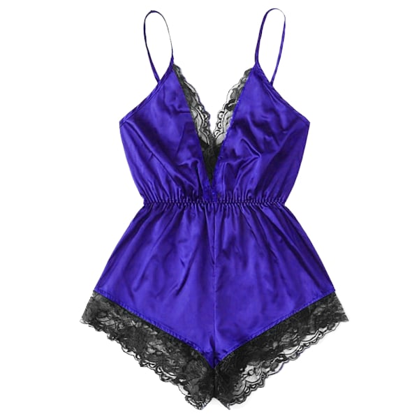 Sexet dameundertøj med snøre, V-hals, stropper og ærmeløst nattøj Purple 2XL