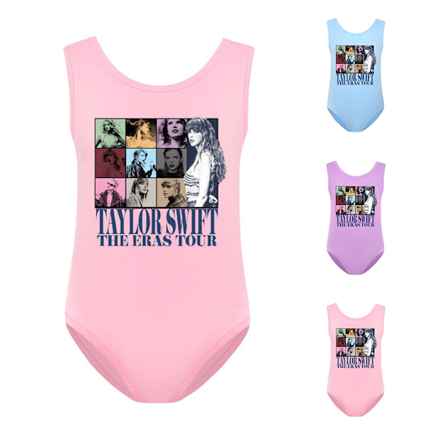 Taylor Swiftie Print Barnflicka En Delig Baddräkt Baddräkt Baddräkt Purple 140cm