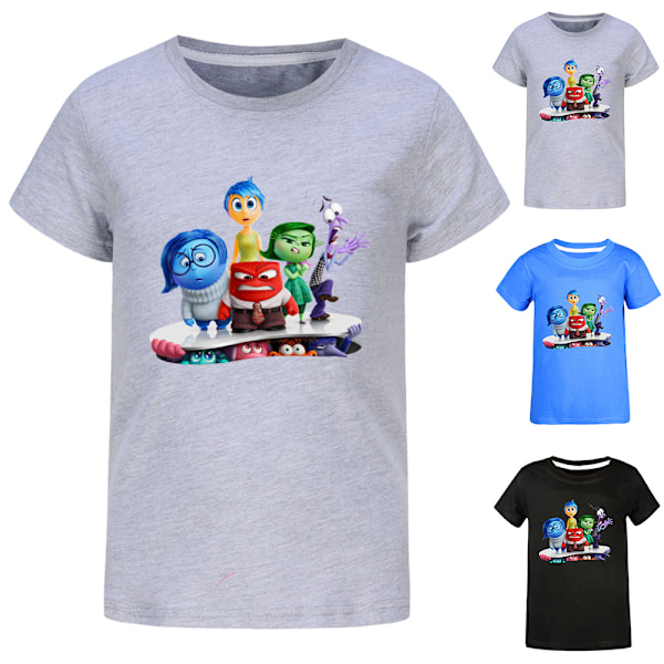 Pojkar Flickor Sommar Kortärmad T-shirt Inside Out 2 Barn Bomull T-shirt Toppar 9-16 År Dark Blue 170cm