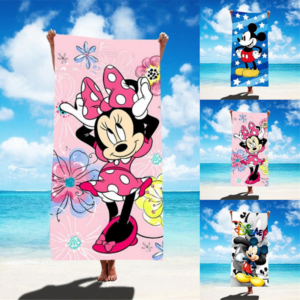 Mickey Mouse Minnie Stor Mikrofiber Strandhandduk Lätt Snabbtorkande Simhanddukar C 75*150CM