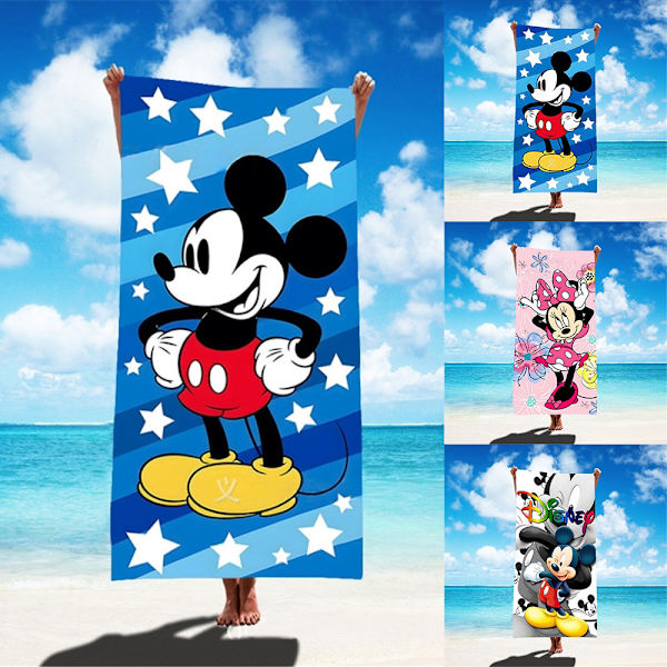Mickey Mouse Minnie Stor Mikrofiber Strandhandduk Lätt Snabbtorkande Simhanddukar B 75*150CM