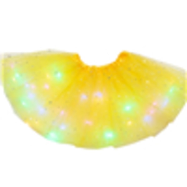 Barn LED Tutu Kjolar Maskeraddräkt Elastisk Midja Korta Kjolar Present yellow