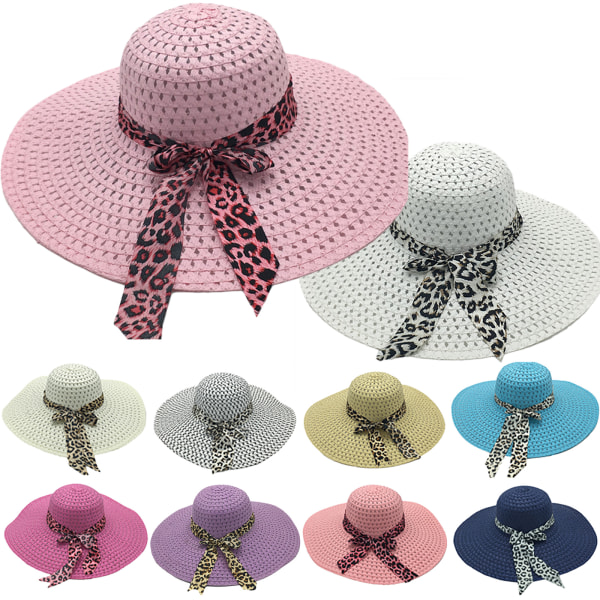 Dam Fashion Bowknot Stor Brätte Halmhatt Sky blue