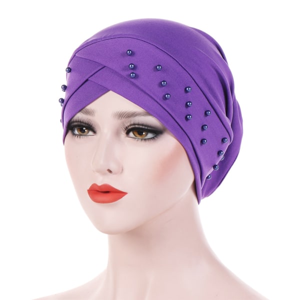Kvinnors mode kors huvudduk cap och enkel gammal huvudduk purple 56-58cm