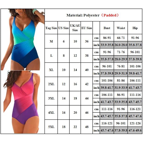 Dam badkläder en del baddräkt monokini bad dyna bikini plus size badkläder M-5XL Purple 4XL