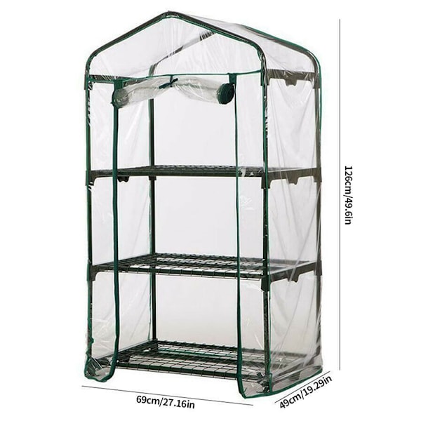 LITE Lite drivhus for små planter, forsterket PVC-deksel UTEN HYLLER 126*49*69cm