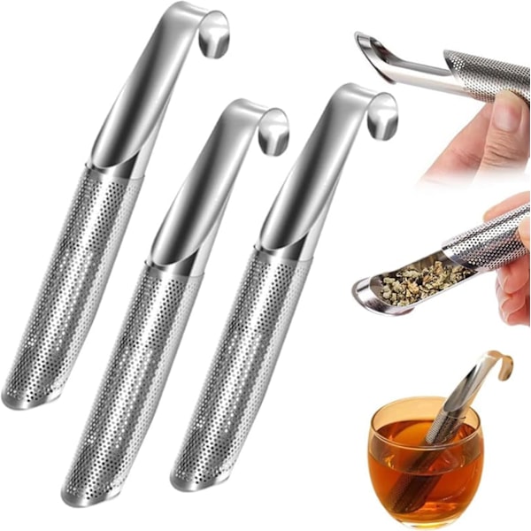 1/2/3 STK. Te-si i rustfrit stål, 2024 Ny te-infuser i rustfrit stål, Maskesi med hængende krog håndtag, Teposer til løs te 3PCS