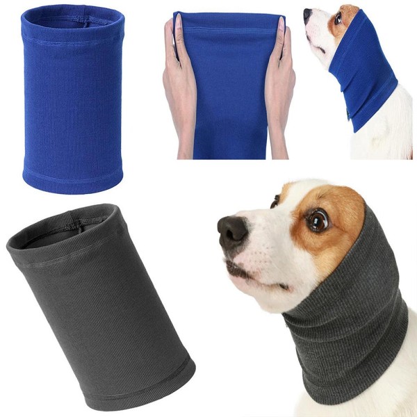 Pet Dog öronkåpor Varmare huvudbonader Pet Ear Cover Cloth Scarf grey S