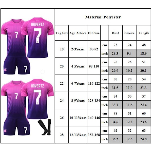 #7 HAVERTZ Fotbollströja Barn Pojkar T-shirt Shorts Strumpor Tröja Sommar Träningsdräkt Set 26