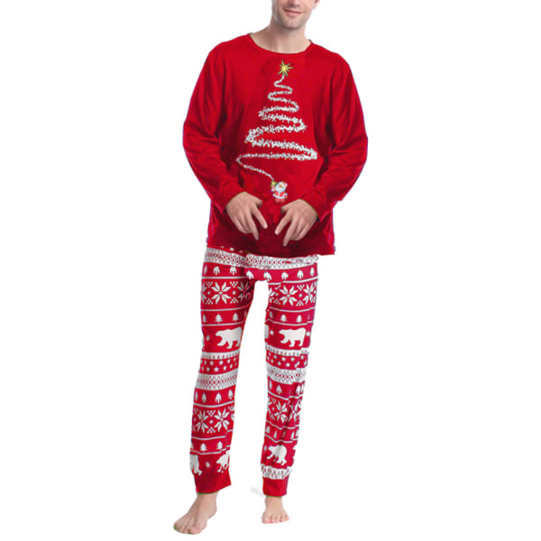 Jul Matchande Familj Pyjamas Outfit Xmas Nattkläder Dad-Red L