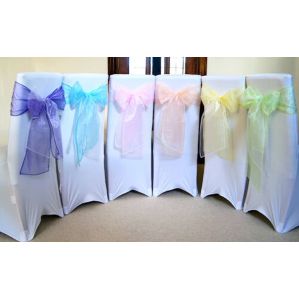 50 st. Bröllopsfest Organza Stolslyror Enkla Bågslyror Dekoration Flourescent Yellow 50 PCS