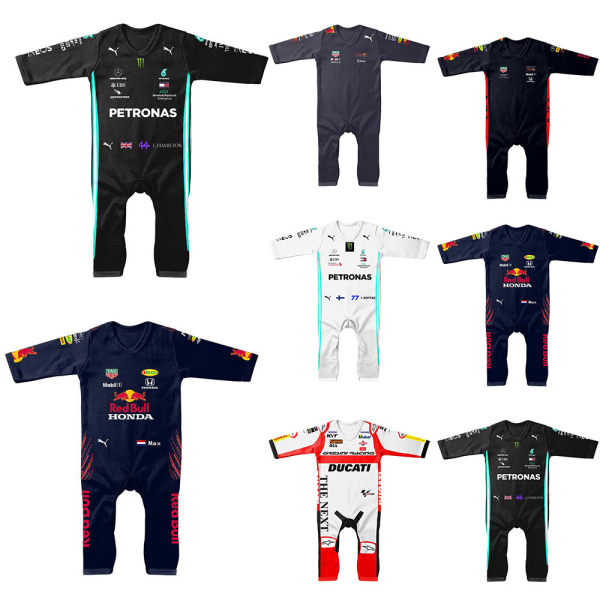 Barn Baby Nyfödd Spädbarn F1 Racing Team Racer Overall Romper Kläder B 24M