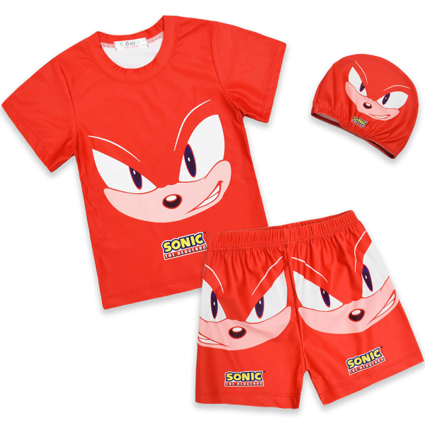 3st Boy Cartoon Baddräkt Sonic The Hedgehog Badkläder Set Red 130cm
