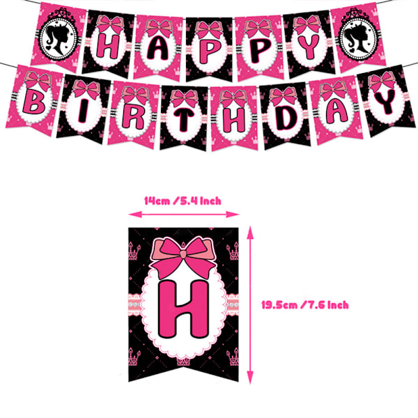 Barbie Tema Födelsedagsfest Tillbehör Ballonger Set Banner Toppers Tårtdekoration