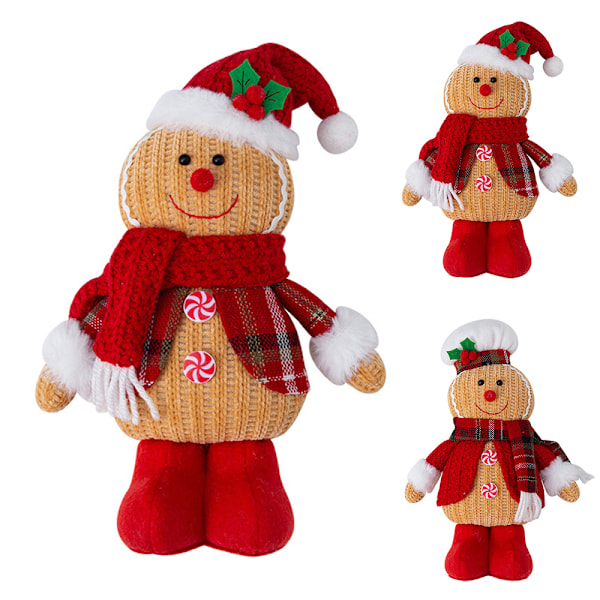 Plush Gingerbread Man Kudde Mjuk Jul Leksakspuppa Plyschfigurer Heminredning Present till Barn Vuxna White