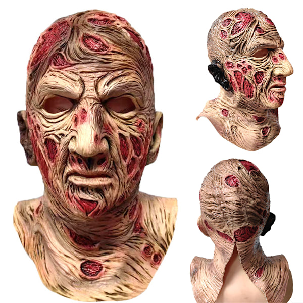 Freddy Krueger skräckfilmsmask för vuxna mördare läskig mask Halloween mask fest rekvisita