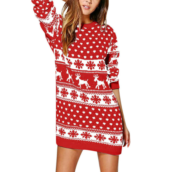 Klänning för jul med print för kvinnor Lös trö c914 | Fyndiq