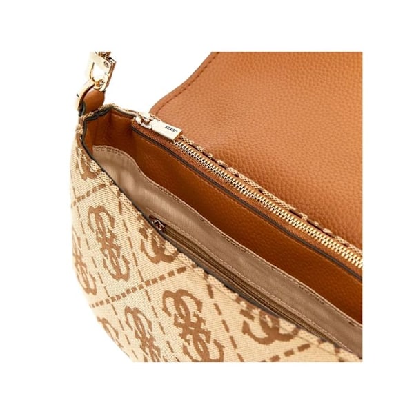 GUESS Axelremsväska beige brun för kvinnor - Circe Flap Shoulder Bag Latte Logo 304283 beige, ljusbrun