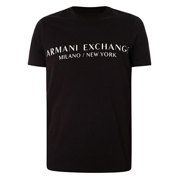 T-paita Armani Exchange Musta - Mies - Pyöreä kaula-aukko - Logo rinnassa - Kontrastivärit yksityiskohdat Svart jag