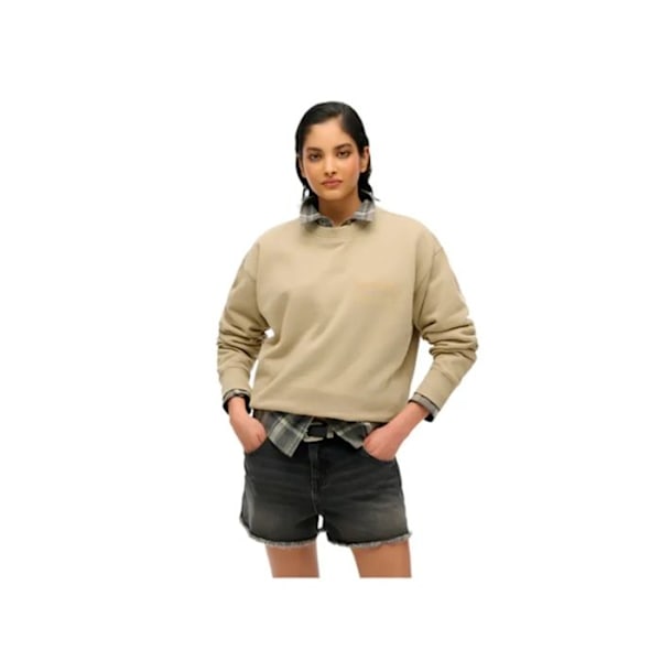 Sweat Superdry Dame Varsity Loose Beige Bomuld Beige S