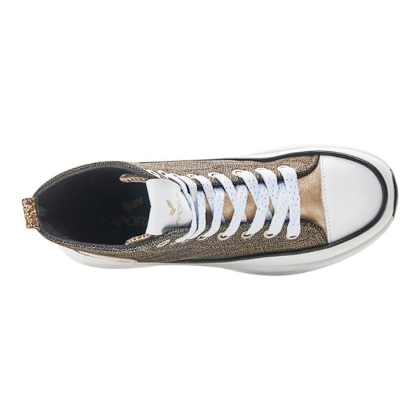 Høje sneakers til kvinder - Kaporal Christa - Svarte iriserende - Hvide snørebånd og sølv lurex sort 38