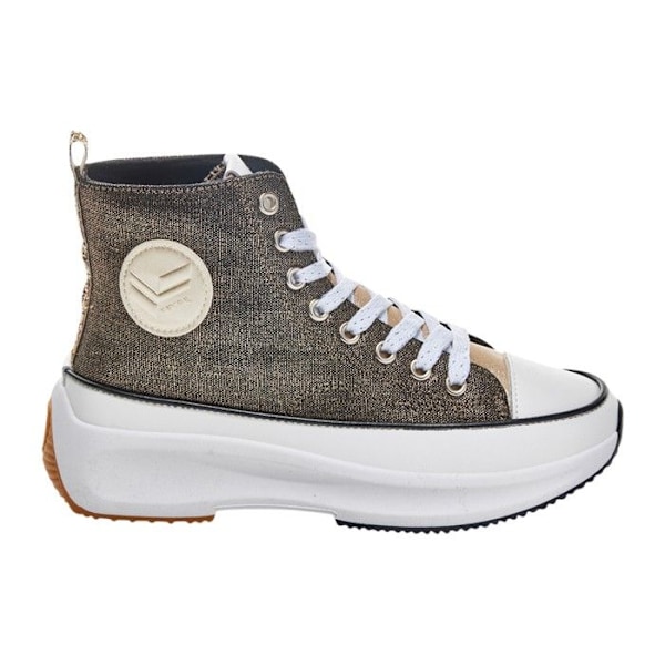 Høje sneakers til kvinder - Kaporal Christa - Svarte iriserende - Hvide snørebånd og sølv lurex sort 38