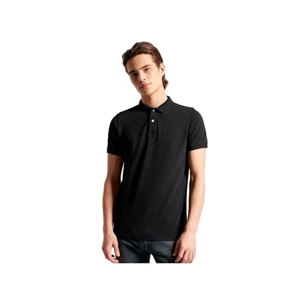 Polo Superdry Vintage Destroy i økologisk bomuld - sort Svart S