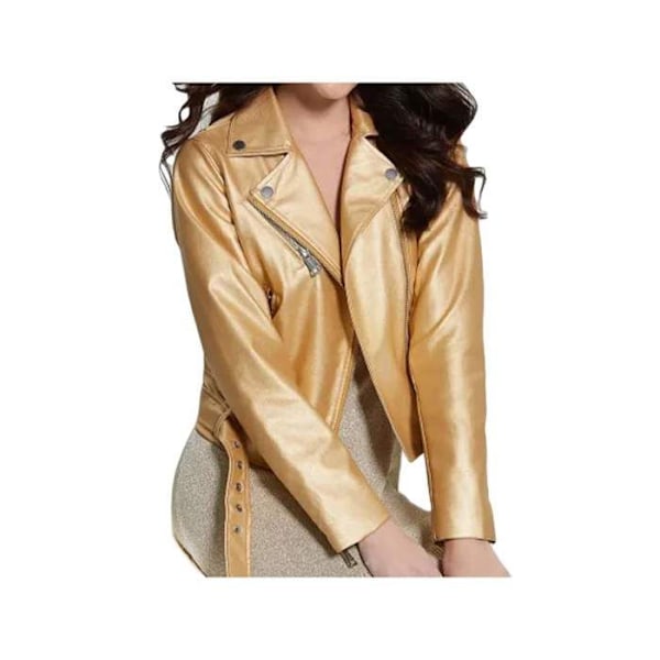 Guess Lana dam motorcykeljacka i konstläder - guldfoliekombo - XL guldfolie combo S