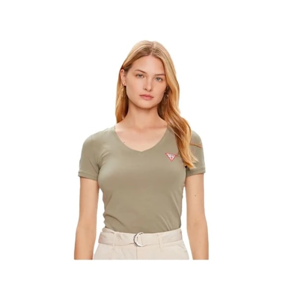 T-shirt Guess Femme Triangle G Kaki Bomull Kaki S