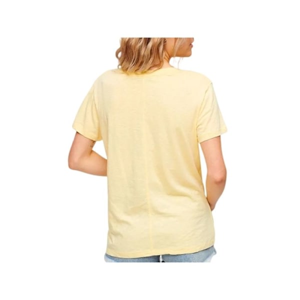 Naisten T-paita - SUPERDRY - Studios Slub Emb Vee Qlc - Keltainen - Puuvilla - Lyhyet hihat - V-pääntie Gul S