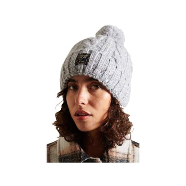 Mössa - Superdry - Tvinnad - Mellangrå tweed - Sherpa-foder - Klassisk pompon Medelgrå ljung Unik storlek