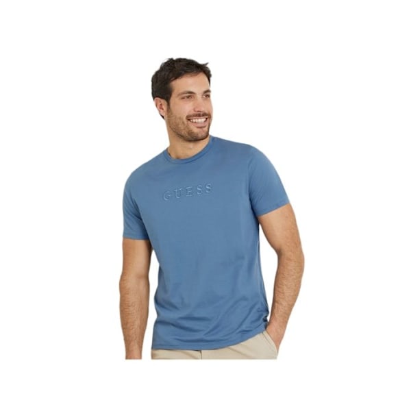 T-shirt Guess Herr Pima Blå Bomull Blå XS