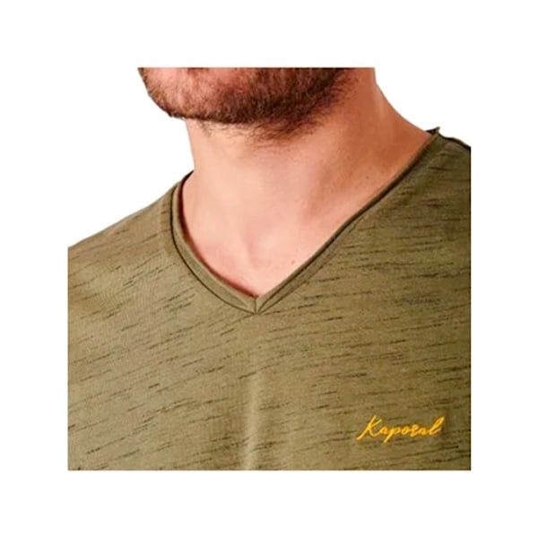 T-shirt herr KAPORAL NETER - färg kaki - V-ringning - korta ärmar - regular passform Kaki S