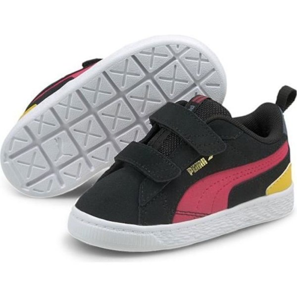 Puma Suede Bloc LF V - lasten koripallokengät - musta/ruusunpunainen Sort/lyserød paradis 21