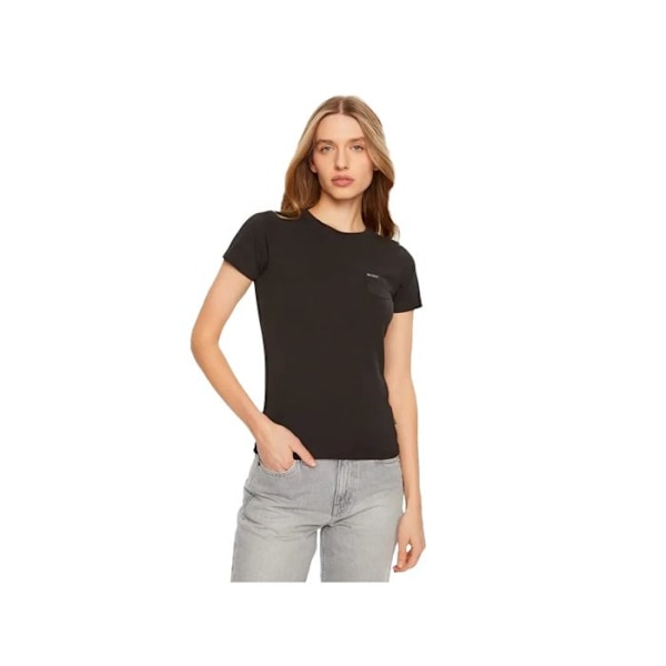T-shirt Sort Kvinde Guess Blomst Svart M