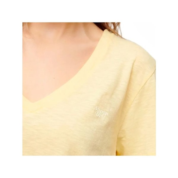 T-shirt til kvinder - SUPERDRY - Studios Slub Emb Vee Qlc - Gul - Cotton - Korte ærmer - V-hals Gul S