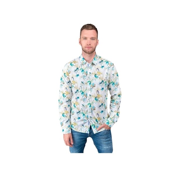 Blomsterbomuldsbluse LE TEMPS DES CERISES - Hvid - Langærmet - Dame Flerfärgad M